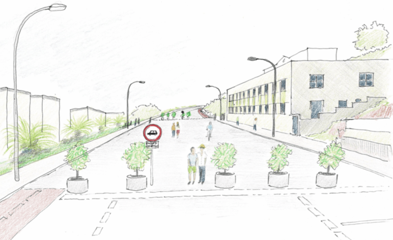 Recreación de una de los microespacios peatonales que se proponen construir (Foto TA)